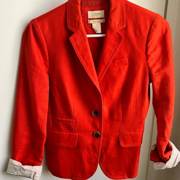 J. Crew Linen Schoolboy Suit Jacket Orange Size 0 - Picture 2 of 10